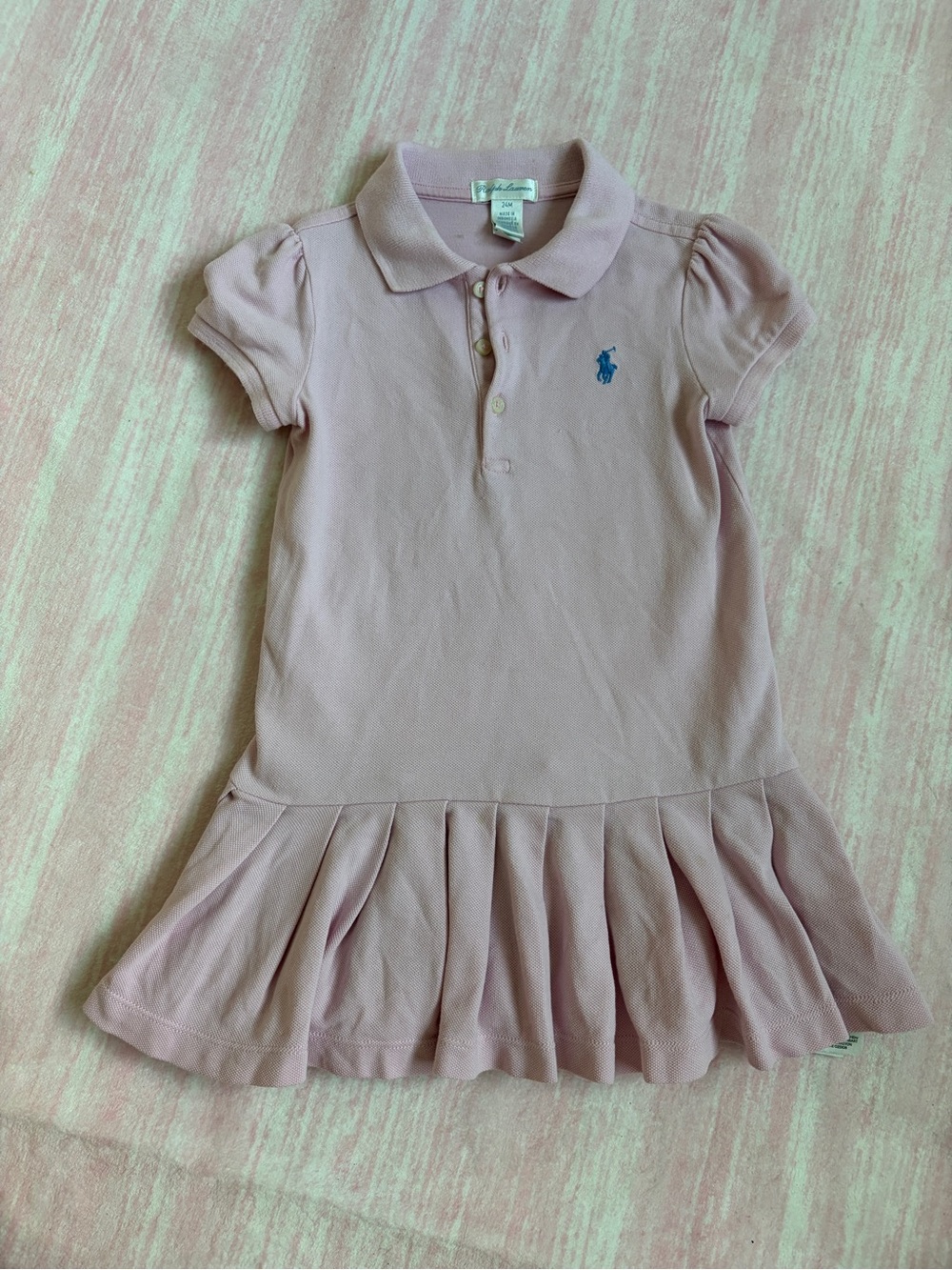 Ralph Lauren Light Pink Polo Dress with Pleated Hem